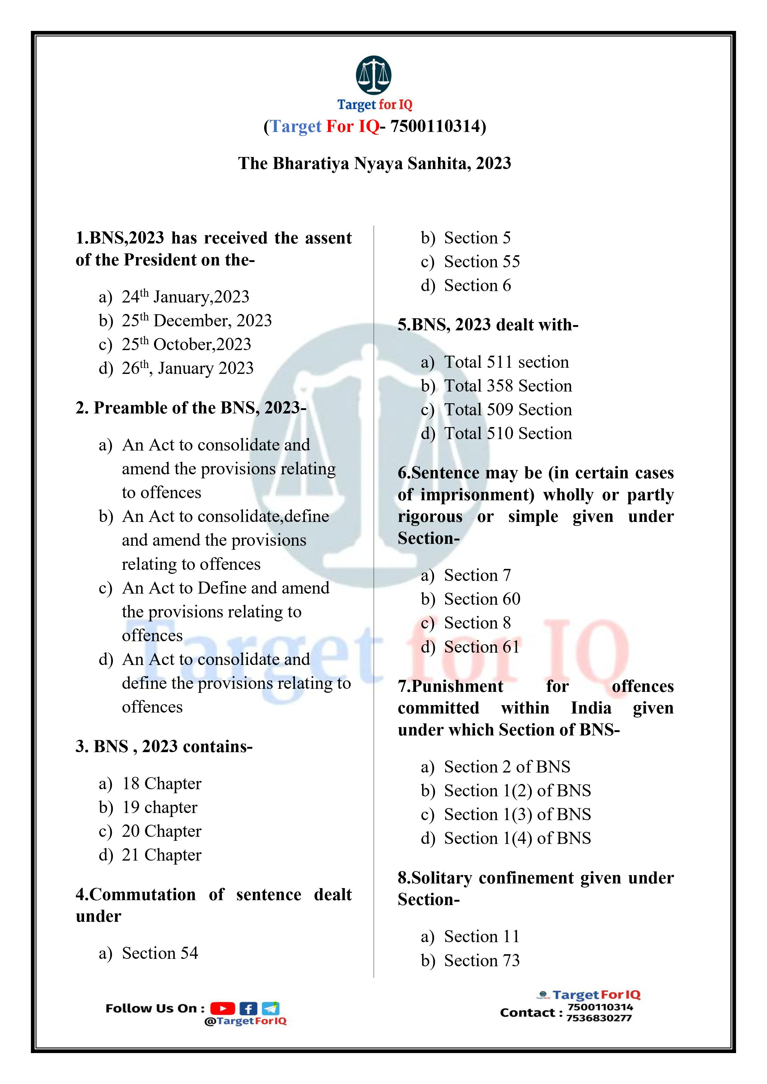 Demo BNS 2023 MCQ